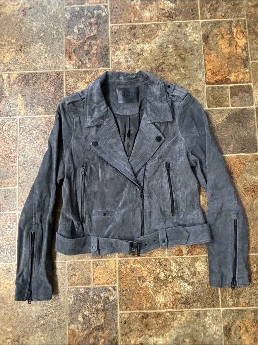 Blank NYC Gray Suede Moto Jacket